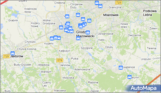 mapa Szczęsne gmina Grodzisk Mazowiecki, Szczęsne gmina Grodzisk Mazowiecki na mapie Targeo