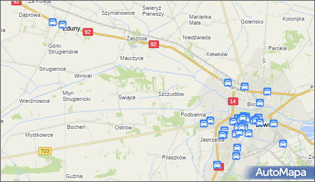 mapa Szczudłów, Szczudłów na mapie Targeo