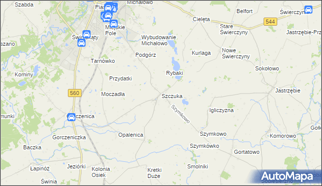 mapa Szczuka, Szczuka na mapie Targeo