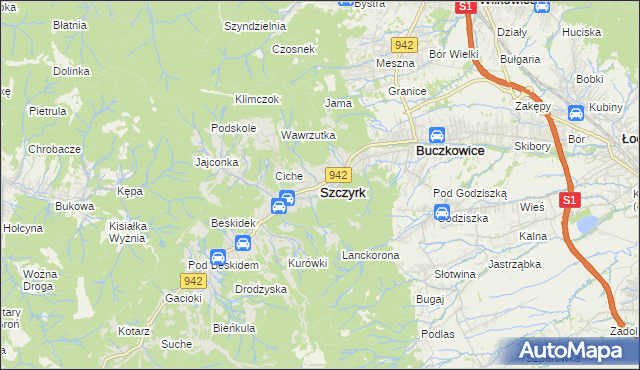 mapa Szczyrk, Szczyrk na mapie Targeo