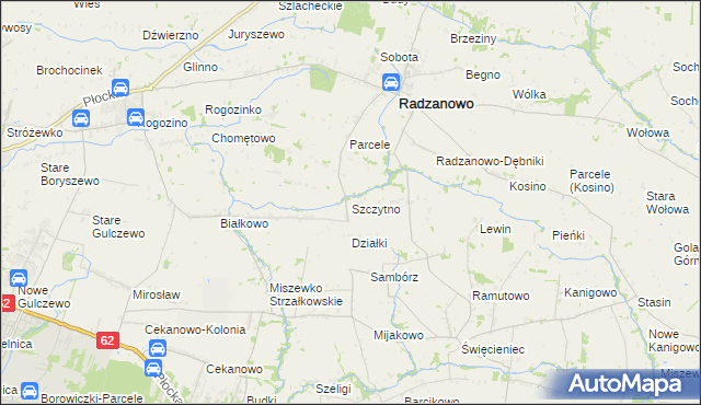 mapa Szczytno gmina Radzanowo, Szczytno gmina Radzanowo na mapie Targeo