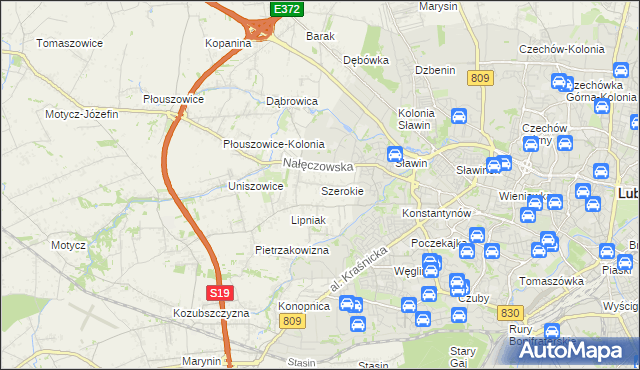mapa Szerokie gmina Konopnica, Szerokie gmina Konopnica na mapie Targeo