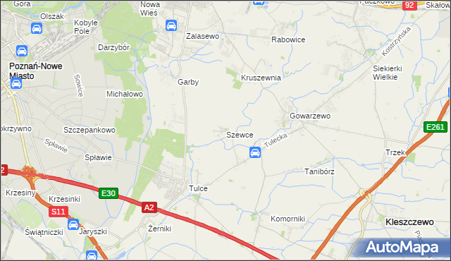 mapa Szewce gmina Kleszczewo, Szewce gmina Kleszczewo na mapie Targeo