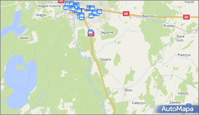 mapa Szparki, Szparki na mapie Targeo