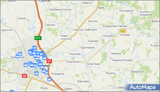 mapa Szpondowo, Szpondowo na mapie Targeo