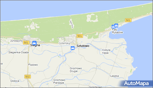 mapa Sztutowo, Sztutowo na mapie Targeo
