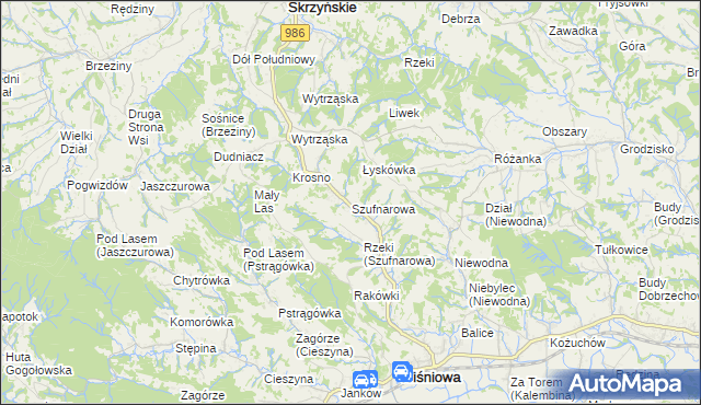 mapa Szufnarowa, Szufnarowa na mapie Targeo