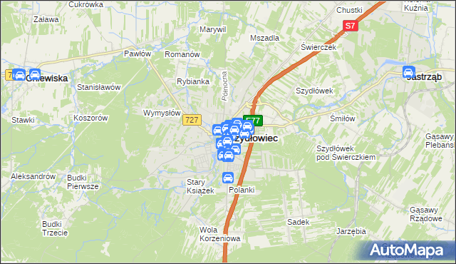 mapa Szydłowiec, Szydłowiec na mapie Targeo