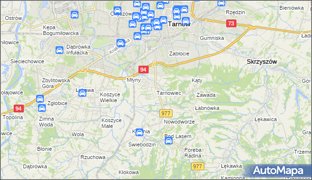 mapa Tarnowiec gmina Tarnów, Tarnowiec gmina Tarnów na mapie Targeo