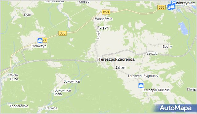 mapa Tereszpol-Zaorenda, Tereszpol-Zaorenda na mapie Targeo