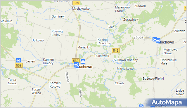 mapa Tłuchówek, Tłuchówek na mapie Targeo