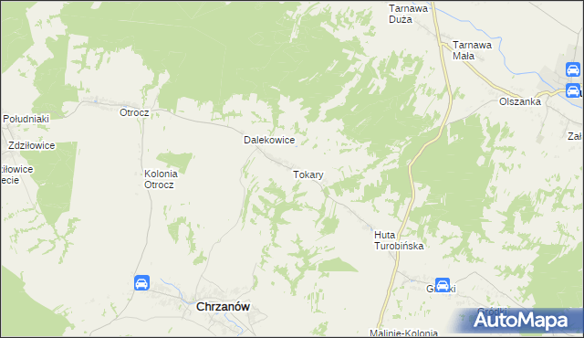mapa Tokary gmina Turobin, Tokary gmina Turobin na mapie Targeo