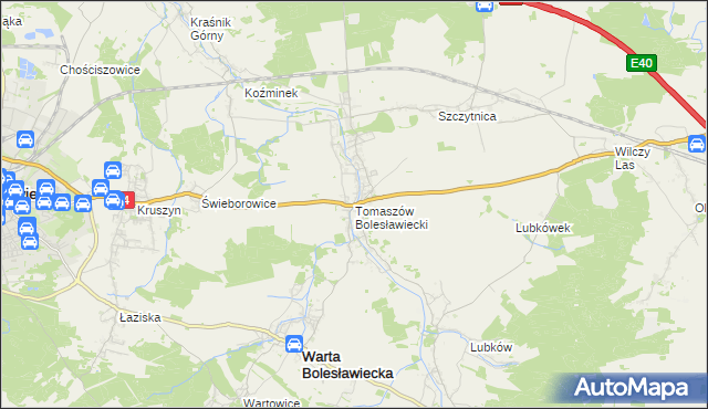 mapa Tomaszów Bolesławiecki, Tomaszów Bolesławiecki na mapie Targeo