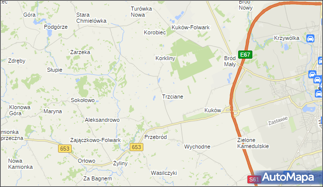 mapa Trzciane, Trzciane na mapie Targeo