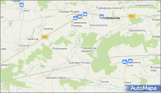 mapa Trzebieszów Gajówka, Trzebieszów Gajówka na mapie Targeo