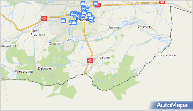 mapa Trzebina gmina Lubrza, Trzebina gmina Lubrza na mapie Targeo