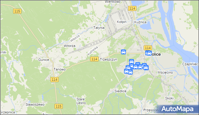 mapa Trzeszczyn, Trzeszczyn na mapie Targeo