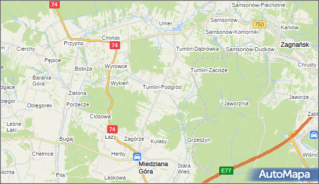 mapa Tumlin-Wykień, Tumlin-Wykień na mapie Targeo