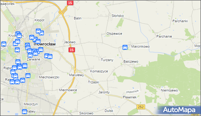 mapa Turzany gmina Inowrocław, Turzany gmina Inowrocław na mapie Targeo