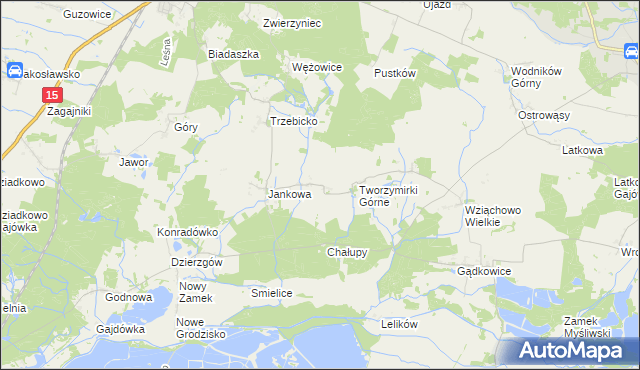 mapa Tworzymirki gmina Milicz, Tworzymirki gmina Milicz na mapie Targeo