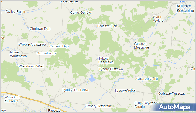 mapa Tybory Uszyńskie, Tybory Uszyńskie na mapie Targeo