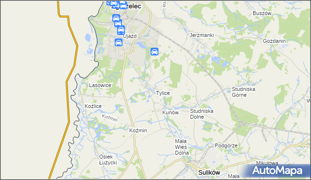 mapa Tylice gmina Zgorzelec, Tylice gmina Zgorzelec na mapie Targeo