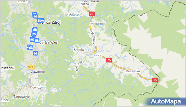 mapa Tylicz, Tylicz na mapie Targeo