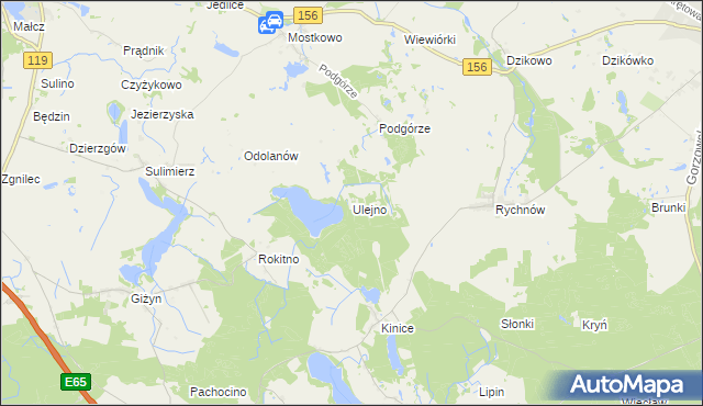 mapa Ulejno gmina Nowogródek Pomorski, Ulejno gmina Nowogródek Pomorski na mapie Targeo