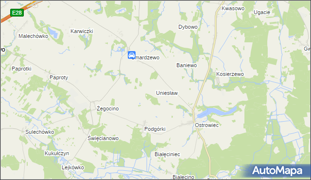 mapa Uniesław, Uniesław na mapie Targeo