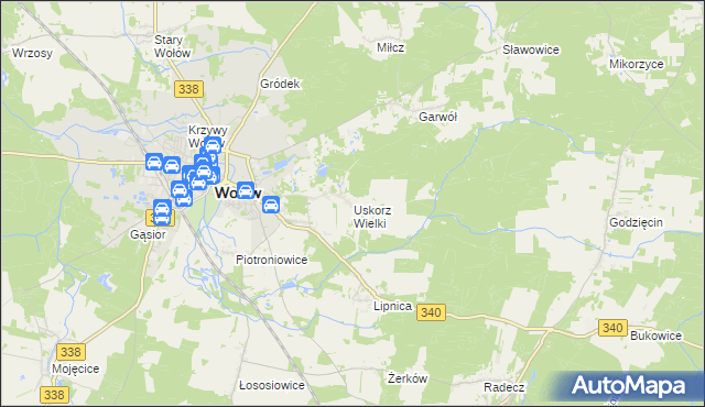 mapa Uskorz Wielki, Uskorz Wielki na mapie Targeo