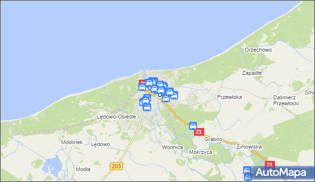 mapa Ustka, Ustka na mapie Targeo