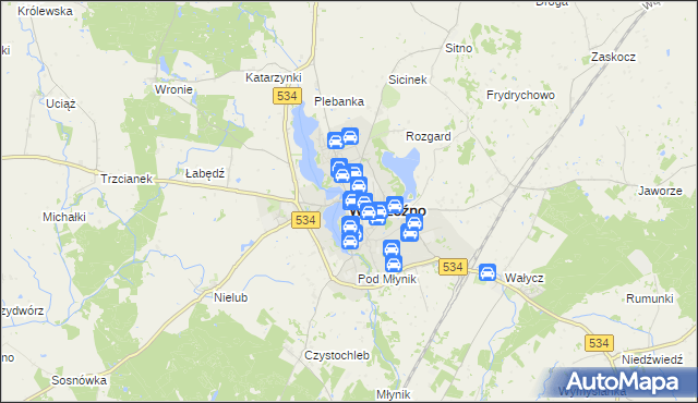 mapa Wąbrzeźno, Wąbrzeźno na mapie Targeo
