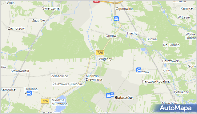 mapa Wąglany, Wąglany na mapie Targeo