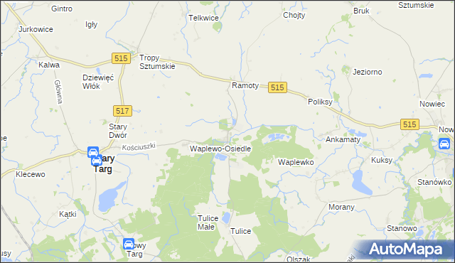 mapa Waplewo Wielkie, Waplewo Wielkie na mapie Targeo