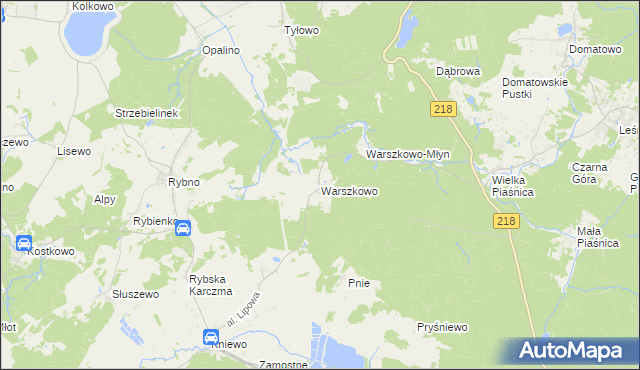 mapa Warszkowo gmina Wejherowo, Warszkowo gmina Wejherowo na mapie Targeo