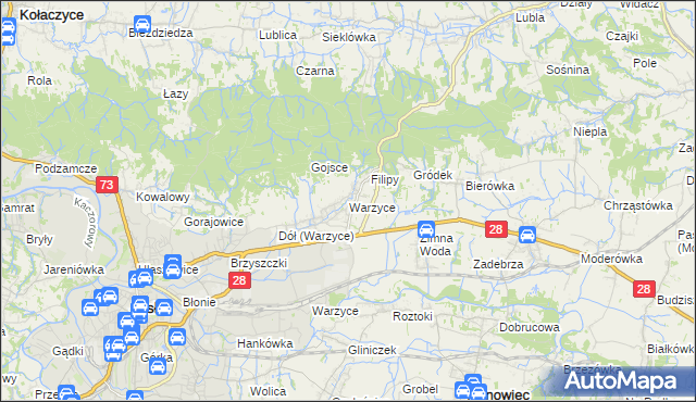 mapa Warzyce, Warzyce na mapie Targeo