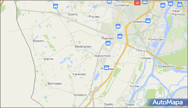 mapa Warzymice, Warzymice na mapie Targeo