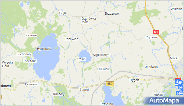 mapa Węgielsztyn, Węgielsztyn na mapie Targeo