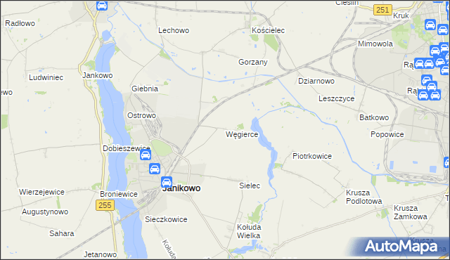 mapa Węgierce gmina Pakość, Węgierce gmina Pakość na mapie Targeo