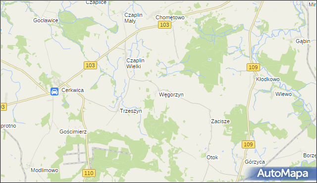 mapa Węgorzyn gmina Karnice, Węgorzyn gmina Karnice na mapie Targeo