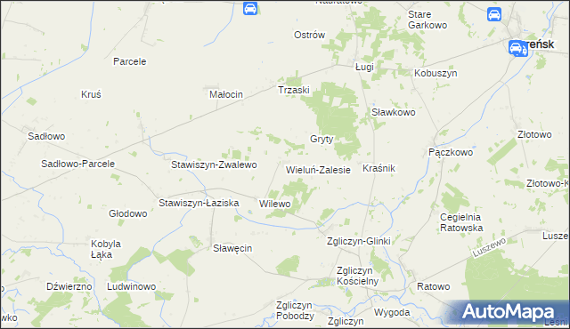 mapa Wieluń-Zalesie, Wieluń-Zalesie na mapie Targeo