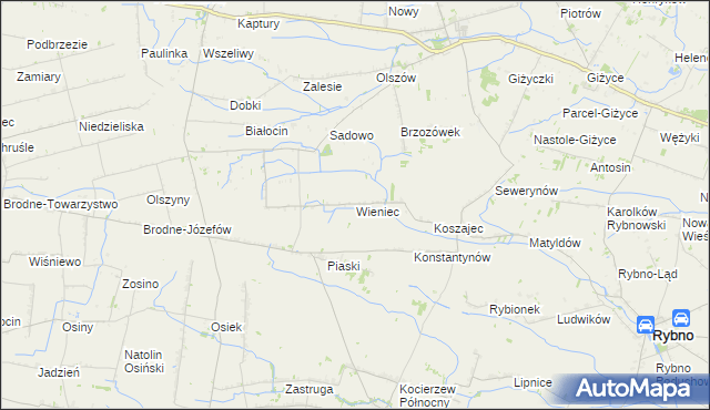 mapa Wieniec gmina Iłów, Wieniec gmina Iłów na mapie Targeo