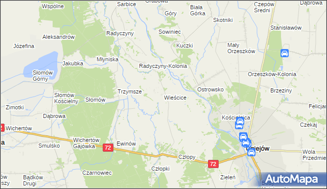 mapa Wieścice, Wieścice na mapie Targeo