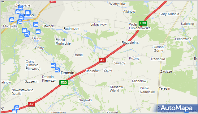 mapa Wiesiołów gmina Dmosin, Wiesiołów gmina Dmosin na mapie Targeo