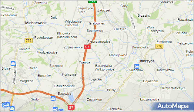 mapa Wiktorowice, Wiktorowice na mapie Targeo