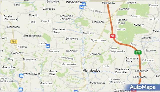 mapa Wilczkowice gmina Michałowice, Wilczkowice gmina Michałowice na mapie Targeo