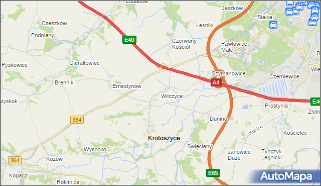 mapa Wilczyce gmina Krotoszyce, Wilczyce gmina Krotoszyce na mapie Targeo