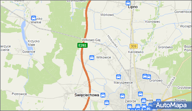 mapa Wilkowice gmina Lipno, Wilkowice gmina Lipno na mapie Targeo
