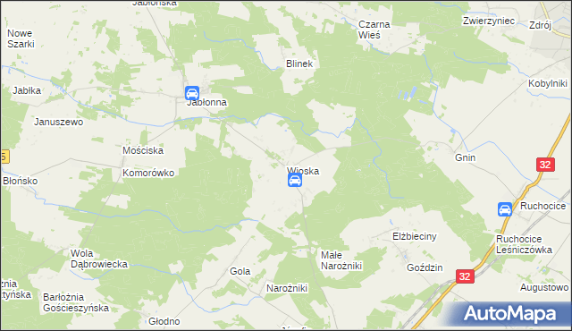 mapa Wioska gmina Rakoniewice, Wioska gmina Rakoniewice na mapie Targeo
