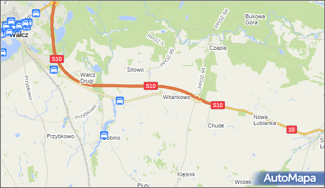 mapa Witankowo, Witankowo na mapie Targeo
